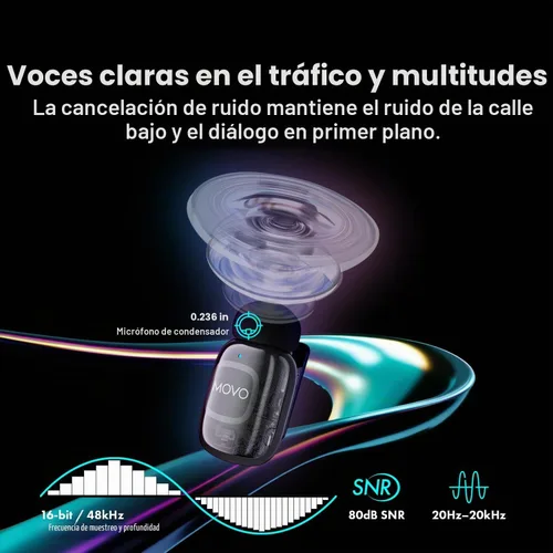Vista 5 de Movo Kit de micrófono inalámbrico USB-C NanoMic con mango de entrevista, micrófono de entrevista de calle dual para iPhone 15/16/17+, Android y iPad