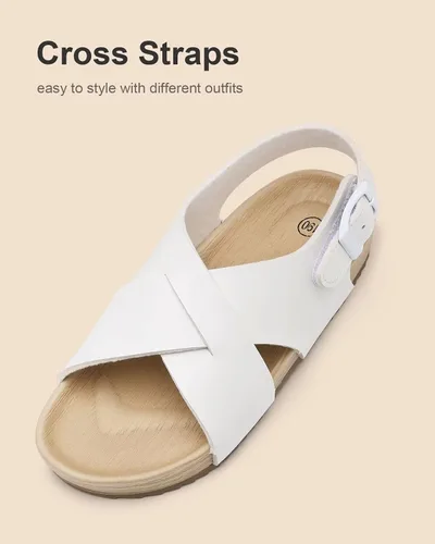 Vista 2 de Cubufly Sandalias para niños con tiras cruzadas y puntera abierta, zapatos de verano para uso en interiores y exteriores, para niños pequeños