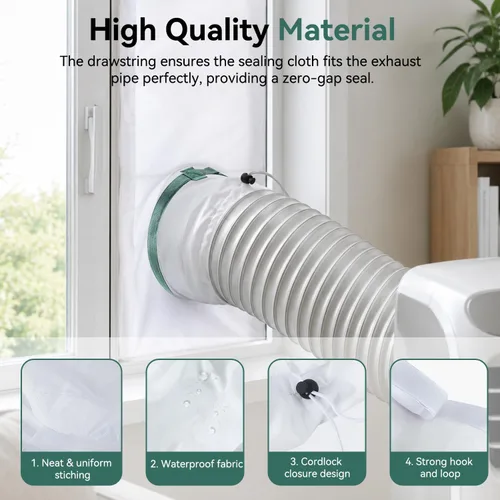 Vista 2 de Sello de ventana para aire acondicionado portátil, ajustable de 24 a 35.4 pulgadas, kit de ventilación de ventana de CA, sellado 100% impermeable