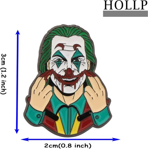Vista 2 de HOLLP Payaso Joker Broche de solapa Horror Chucky Cara Stephen Kings Fans Regalo de Halloween