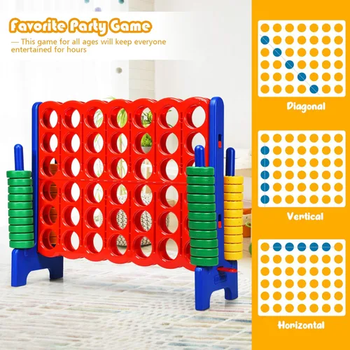 Vista 4 de ARLIME Juego gigante de conexión 4 en fila, juego de juguetes jumbo de 4 en puntuación de 47 pulgadas con palanca de liberación rápida, anillo