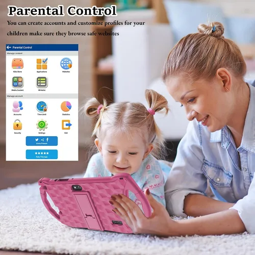 Vista 4 de Tableta para niños, tableta Android 12 de 7 pulgadas para niños, 3 GB de RAM, 32 GB de ROM con Bluetooth, WiFi, GMS, control parental, cámara dual
