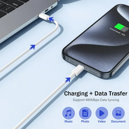 Vista 4 de Cargador para iPhone 17 16 15 de carga rápida, paquete de 2 bloques de cargador de pared tipo C con cable USB C a C de carga rápida de 1 metro