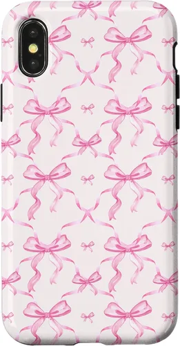 Vista 5 de Cintas y lazos rosados estéticos en acuarela para iPhone 17