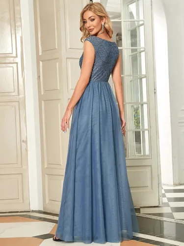 Vista 2 de Ever-Pretty Vestidos de noche largos de retazos de lentejuelas para mujer 0983