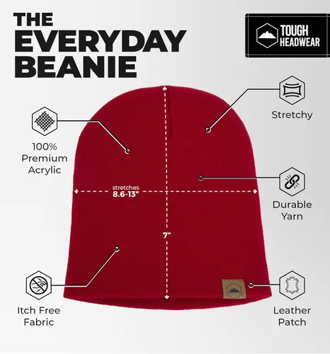 Vista 30 de Tough Headwear Daily Knit Beanie – Gorros para hombre – Sombreros de invierno para hombres y mujeres – Sombreros de punto cálidos para clima frío