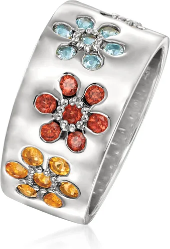 Vista 3 de Ross-Simons Anillo de flores multigemas de 1,20 quilates en plata de ley, Piedra preciosa, amatista