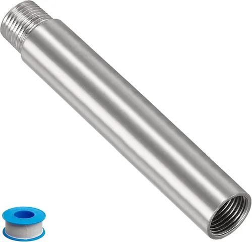 Vista 9 de Brazo de extensión de cabezal de ducha, 1.2 pulgadas 1/2PT macho a 1/2PT hembra rosca 304 acoplador de montaje de tubería de acero inoxidable