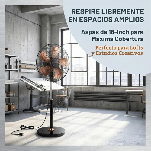 Vista 4 de Aottop Ventilador oscilante de pedestal de alta velocidad con control