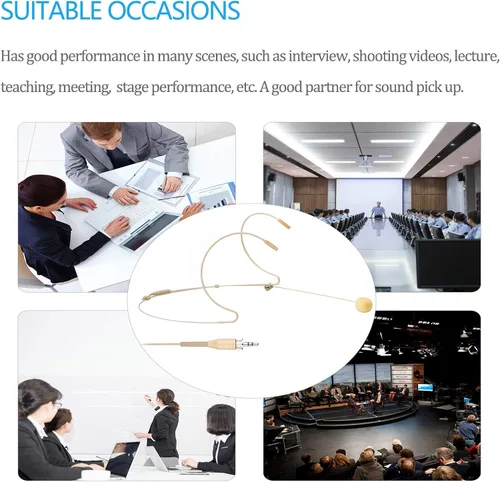 Vista 6 de Auriculares con micrófono para colgar sobre la oreja para Sennheiser Wireless System Bodypack transmisor, ideal para conferencias, actuaciones