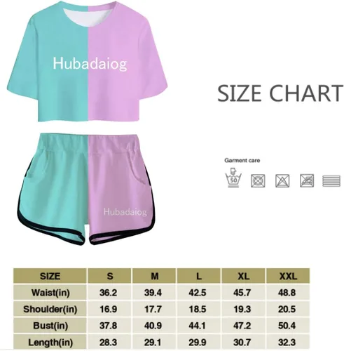 Vista 2 de Hubadaiog Conjunto de camiseta coreana de manga corta con estampado 3D para adolescentes, para niños y niñas