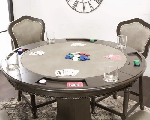 Vista 4 de Sunset Trading Poker comedor y mesa de pub de juego, gris envejecido (CR-87711-62)