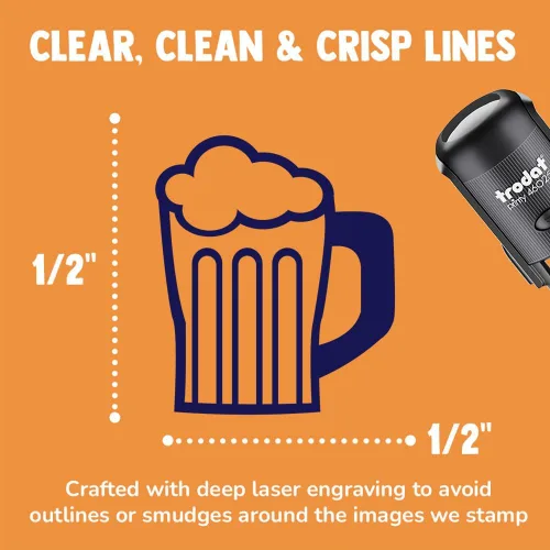 Vista 2 de Beer Stein with Foam Self-Inking Rubber Stamp Ink Stamper for Stamping Crafting Planners - 1/2 Inch Mini - Black Ink Negro
