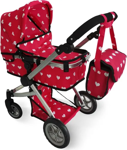Vista 8 de Cochecito de Bebé Convertible Combinado para Muñecas para Niñas de 3 Años en Adelante Cochecito de Juguete para Muñecas Bebé, Moisés Plegable