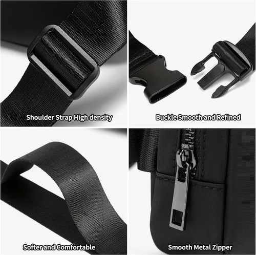 Vista 5 de EXYANGEE Riñonera unisex con correa ajustable, Negro -, Riñonera elegante