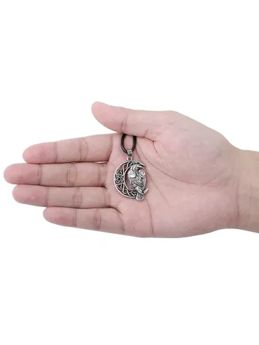 Vista 2 de HAQUIL Raven Collar Dije de cuervo celta vikingo Wicca Cordón de piel sintética, aleación, 2