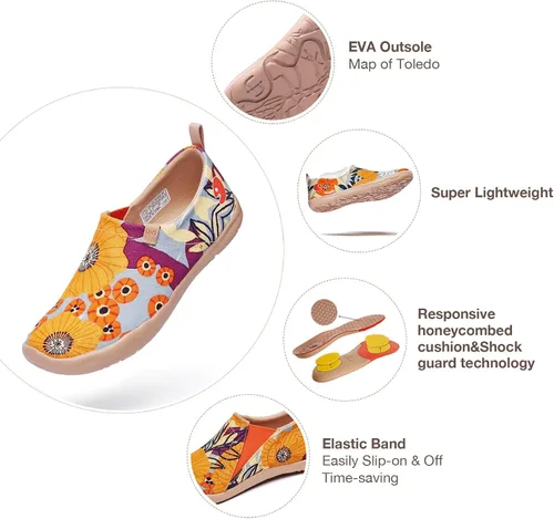 Vista 6 de UIN - Tenis para mujer, mocasines estilo informal, tenis para caminar de punto, pintados, cómodos, suaves.