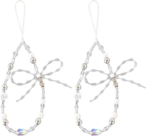 Vista 31 de Beaded Phone Charm Cute Fixed Beads Pearl Wristlet Chain Camera Wrist Strap CarKey Lanyard