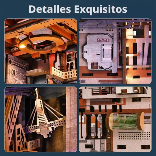 Vista 4 de MiniCity Aerospace Foundry DIY Book Nook Kit, Librero Inserto con LED Fundición aeroespacial