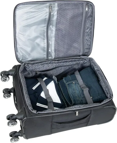 Vista 2 de Kenneth Cole Reaction Rugged Roamer Luggage Collection - Maleta de viaje ligera y expandible con 8 ruedas, Negro -, Rugged Roamer Luggage Collection