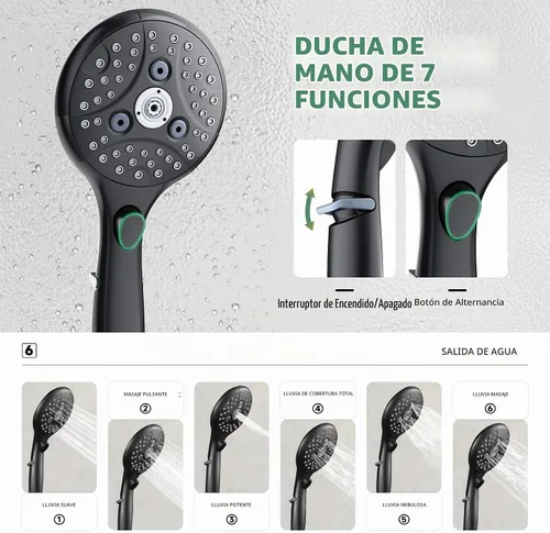 Vista 4 de SunCleanse Sistema de ducha negro mate de 8.5 pulgadas con kit de mano