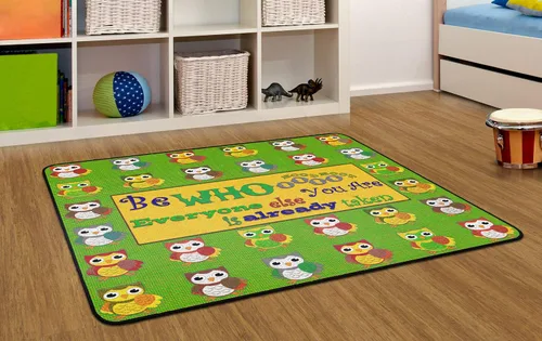 Vista 2 de Flagship Carpets Be Whoooo You Are - Alfombra educativa para aula, área de juegos, aprendizaje en casa o alfombra de habitación de niños, 4 x 6