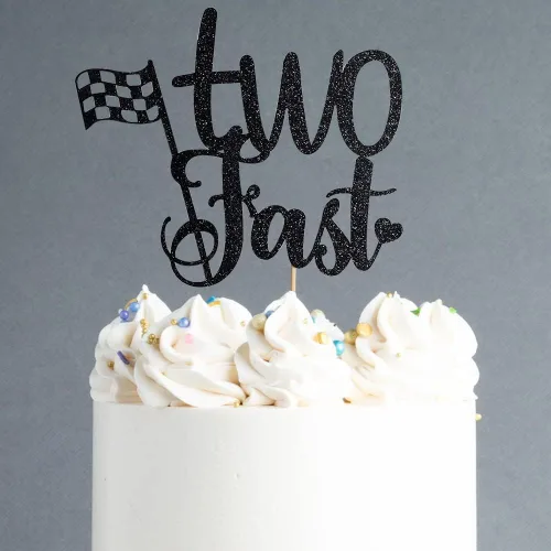 Vista 4 de Decoración para tarta de cumpleaños con temática de carreras, decoración de segundo cumpleaños para niño, decoración de segundo cumpleaños