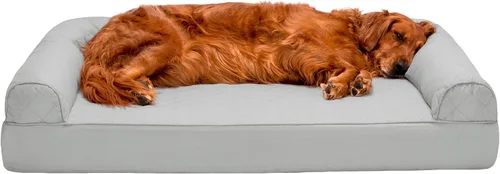 Vista 33 de Furhaven - Cama ortopédica para perros, estilo sofá, acolchada, con funda extraíble y lavable, marrón tostado, tamaño jumbo (XL)
