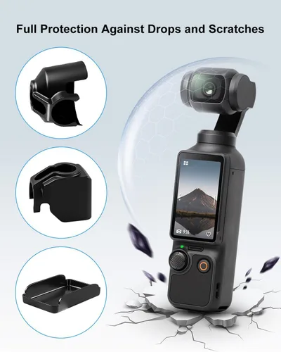 Vista 5 de Kit de soportes para manillar de abrazadera de cámara de bicicleta, cubierta protectora de cámara para parasol de lente compatible con DJI Osmo