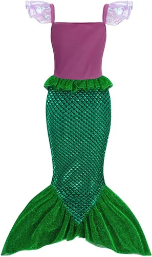 Vista 4 de Eledobby Little Mermaid Costume for Girls Ariel Dress Kids Halloween Dress Up Princess Mermaids Skirt Birthday Party Outfit