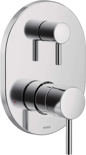 Vista 9 de Moen Align Moldura de ducha de 2 manijas de oro cepillado M-CORE Serie 3 con válvula de transferencia integrada, requiere válvula, UT3290BG