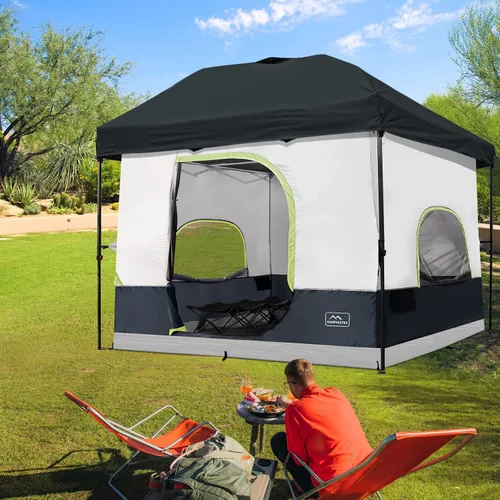 Vista 7 de KAMPKEEPER Tienda interior de campamento para toldo desplegable, convierte el toldo de pierna recta de 10 x 10 pies en tienda de campaña – techo