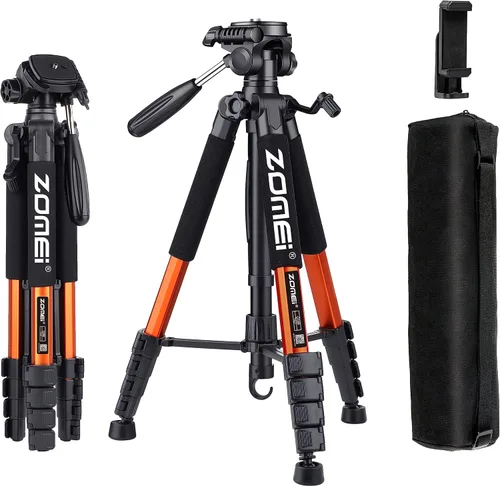 Vista 9 de ZOMEi Soporte de trípode DSLR de alta resistencia de 74.0 in, extensión multifuncional alta, disparo multiángulo, compatible con cámaras, teléfonos
