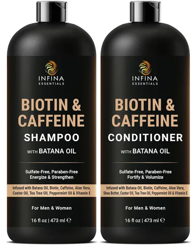 Vista 9 de INFINA ESSENTIALS Champú y Acondicionador con Aceite de Romero 16 fl oz cada uno con Aceite de Batana Fórmula Sin Sulfatos, Hidratante