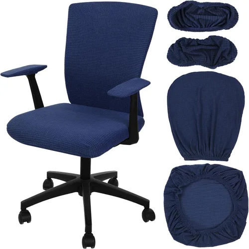 Vista 12 de Tallew Juego de 4 fundas protectoras universales para sillas de oficina, fundas de asiento elásticas para sillas de oficina, fundas para Negro
