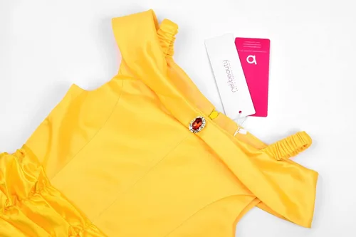 Vista 3 de ReliBeauty Disfraz de princesa para niñas pequeñas, disfraz con accesorios, amarillo