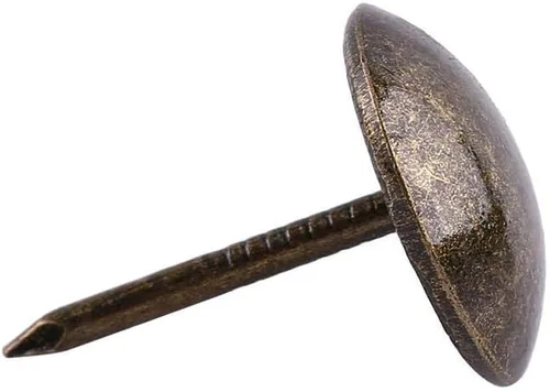 Vista 7 de Hilitand 100 tachuelas de tapicería, alfileres de clavos para muebles, sofá, remaches, tapicería, tachuelas para manualidades, latón antiguo
