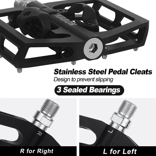 Vista 3 de KABON Pedales de bicicleta de montaña MTB compatibles con SPD bicicleta de montaña de doble función sellada sin clipless de aluminio plataforma