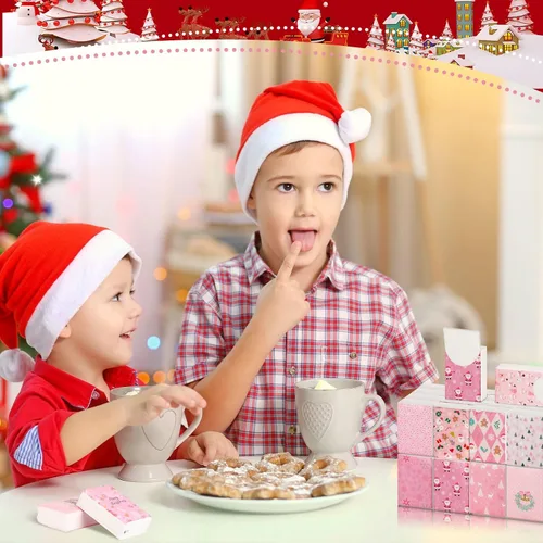 Vista 6 de Paquete de 100 pañuelos de Navidad a granel, tamaño de viaje, pañuelos faciales de bolsillo con rosa o Belén y diseños festivos, regalos de fiesta