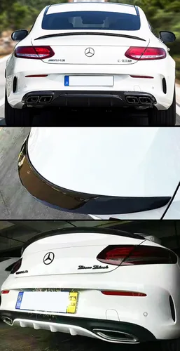 Vista 3 de Alerón de maletero de fibra de carbono compatible con Mercedes Benz W205 C300 C63 C43 2 puertas Coupé 2017 2018 2019