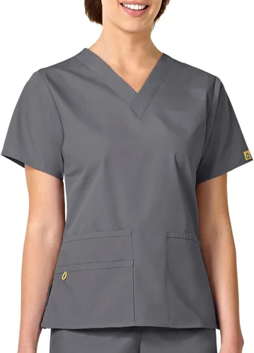 Vista 10 de Wink Origins Bravo-Women's V-Neck Scrub Top Negro