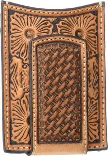 Vista 2 de ARIAT Mens Basket Weave Floral Moneyclip