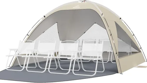 Vista 22 de Wolfwise Tienda de playa Refugio de sol portátil, Cabaña estándar de la Shade Beach Essentials, protección UV UPF 50+ y fácil instalación, ventanas
