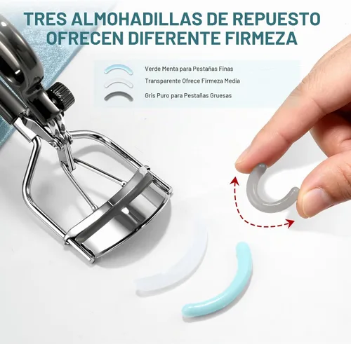 Vista 2 de Eyelash Curler with 3 Refill Pads Soft/Medium/Firm, Fit Most Eye Shapes
