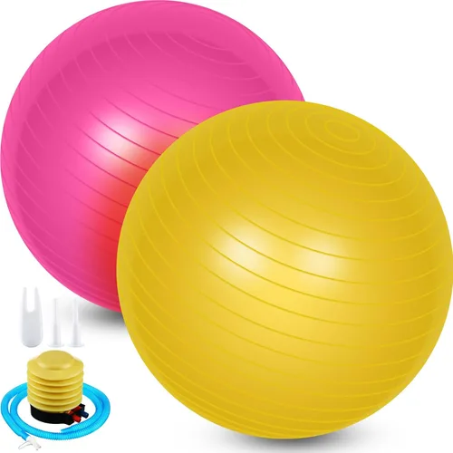 Vista 9 de Leyndo 2 pelotas de yoga grandes de 26 pulgadas, pelota de ejercicio antiestallido con bomba, 26 pulgadas/25.6 in para mejorar la postura