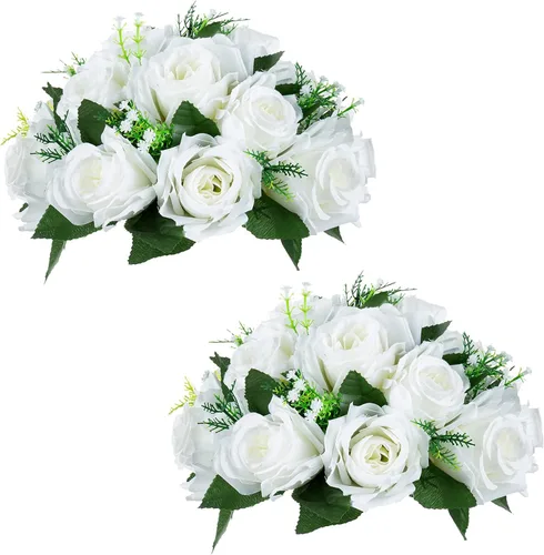 Vista 39 de NUPTIO Rosas Artificiales Negras Flores: Ramo de Flores Falsas Decoraciones de Halloween - 15 Cabezas Centros de Mesa de Rosas Artificiales con Base