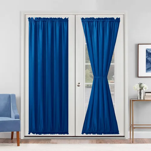 Vista 71 de Cortinas para puerta francesa, color aguamarina, 24 pulgadas de ancho x 40 pulgadas de largo, 1 panel Bolsillo para barra, semitransparente