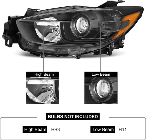 Vista 2 de Conjunto de faros delanteros tipo halógeno compatible con Mazda CX-5 2013-2016 2013 2014 2015 2016 Mazda CX-5 Conjunto de lámpara de cabeza tipo
