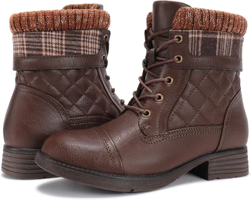 Vista 43 de STQ Botas de combate con cordones para mujer