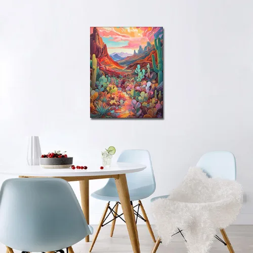 Vista 4 de TUMOVO Pintura de paisajes por números para adultos, kits de pintura de suculentas por números, pintura de números de cactus para adultos